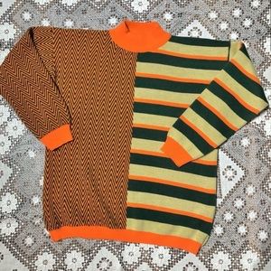 Vintage wool blend mod quirky colorful sweater